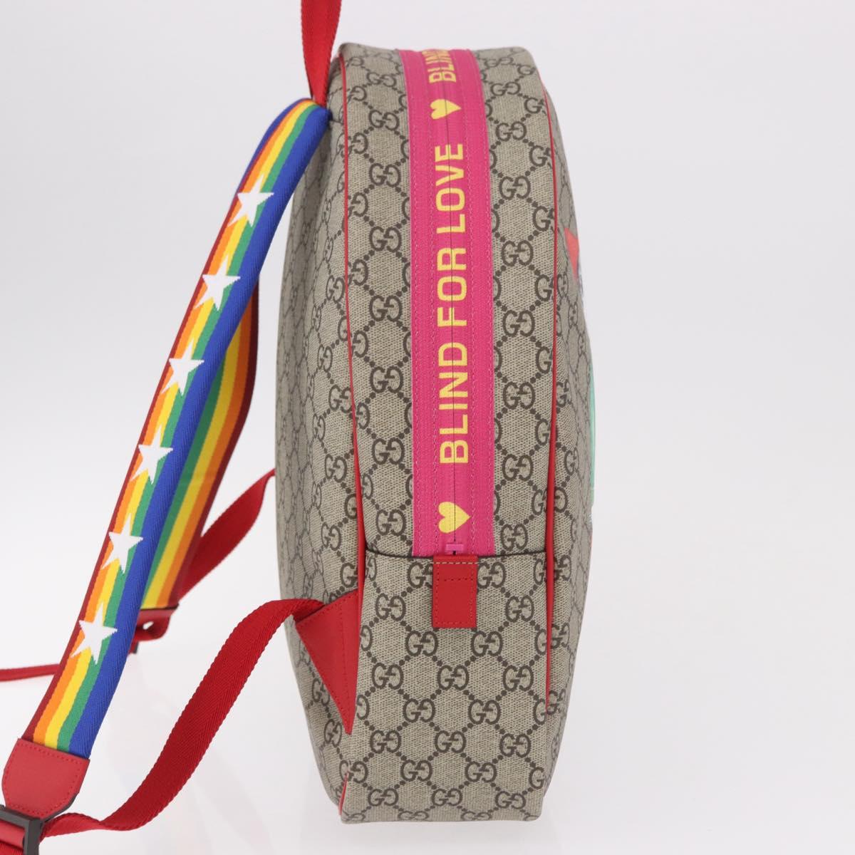 GUCCI GG Supreme Backpack PVC Beige Silver 501976 Auth 191263SM