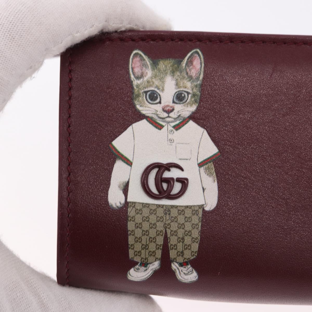 GUCCI Wallet Leather Higuchi Yuko Collaboration Bordeaux 847923 Auth 191265SM