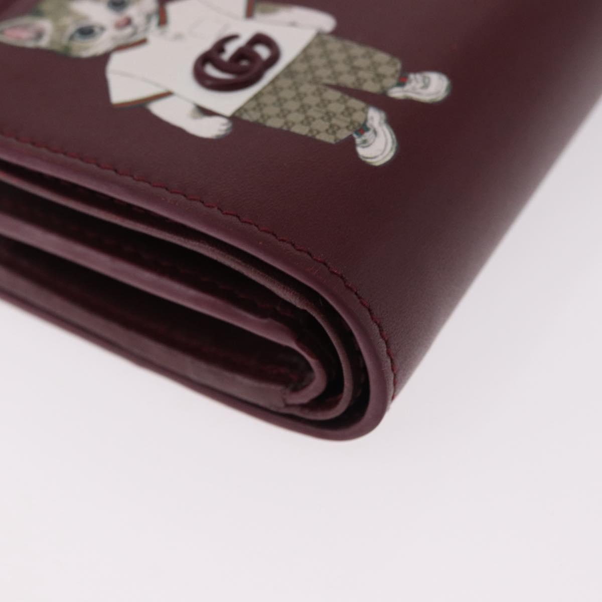 GUCCI Wallet Leather Higuchi Yuko Collaboration Bordeaux 847923 Auth 191265SM