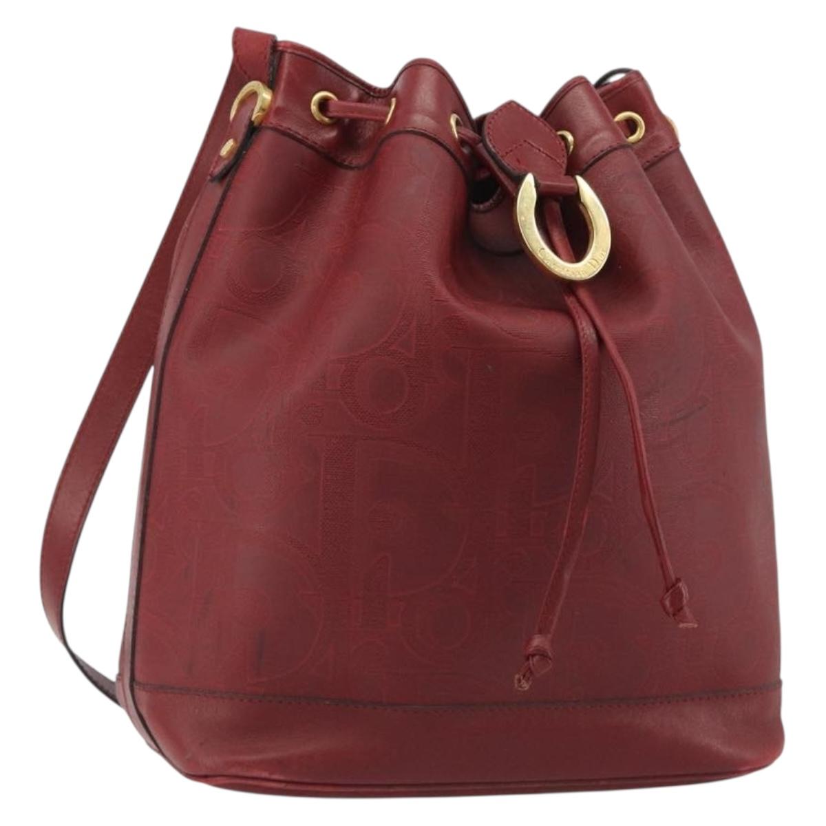 Christian Dior Trotter Canvas Shoulder Bag PVC Red Gold Auth 191271