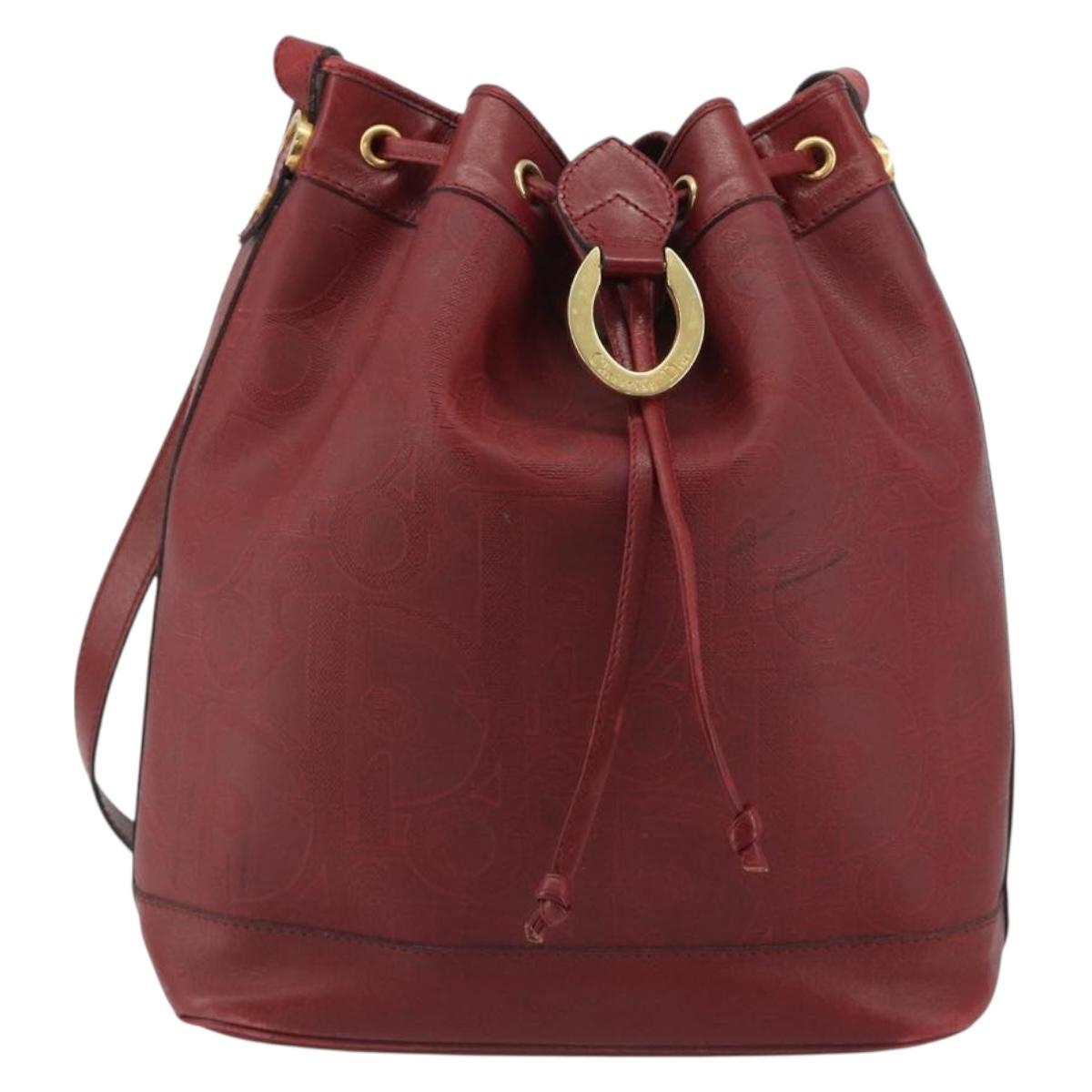 Christian Dior Trotter Canvas Shoulder Bag PVC Red Gold Auth 191271