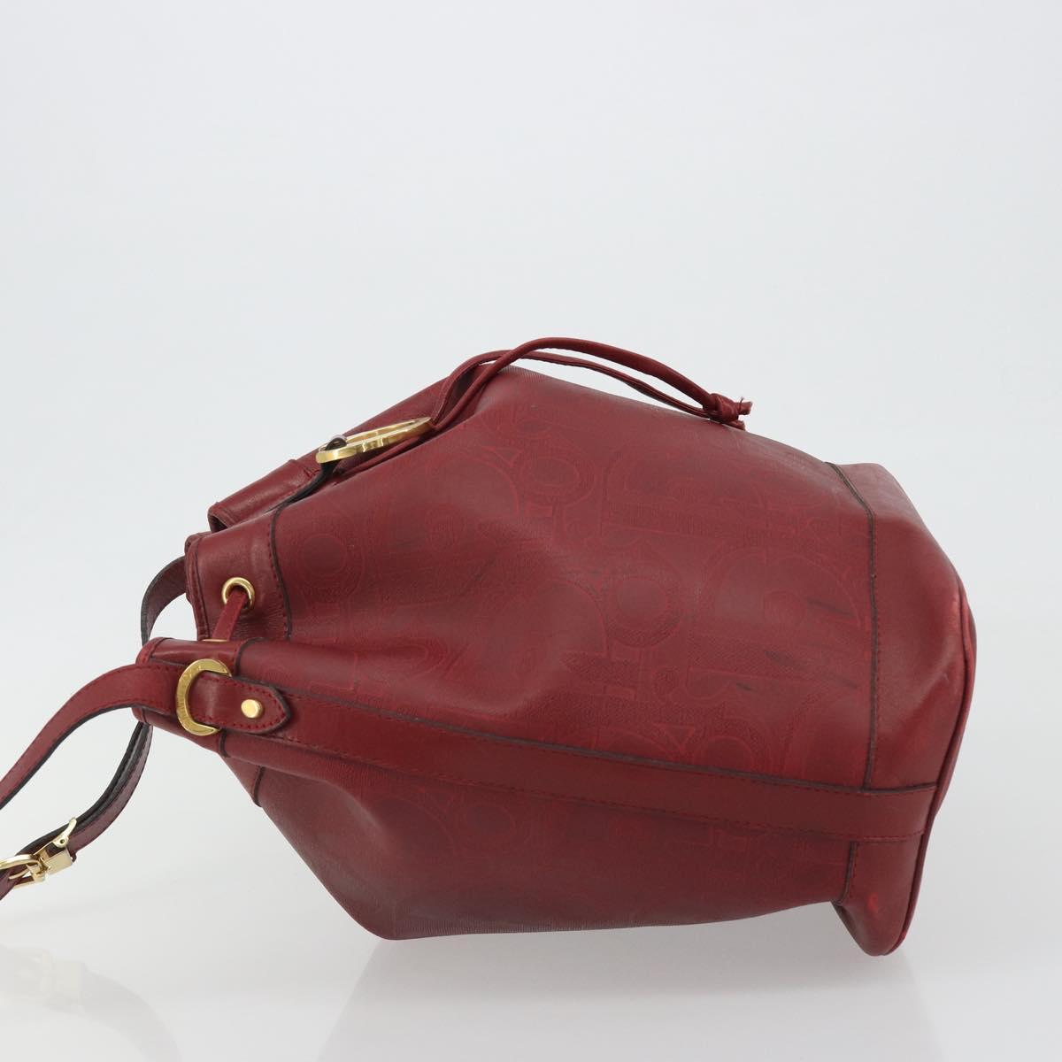 Christian Dior Trotter Canvas Shoulder Bag PVC Red Gold Auth 191271