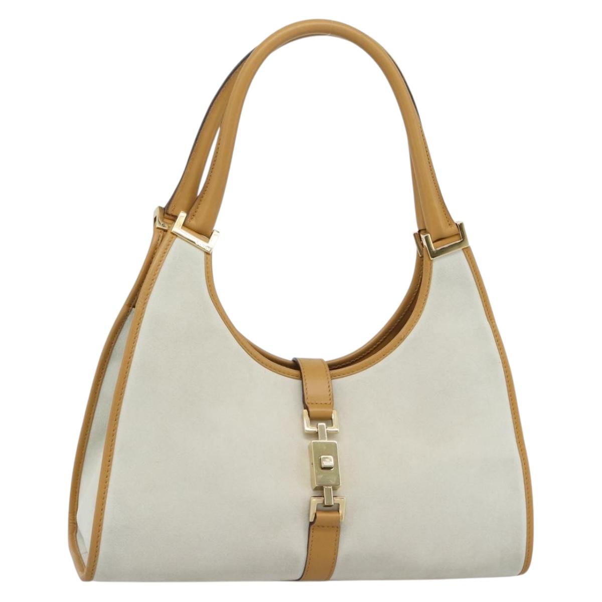 GUCCI Hand Bag Suede Gray Gold 002 1067 Auth 191272V