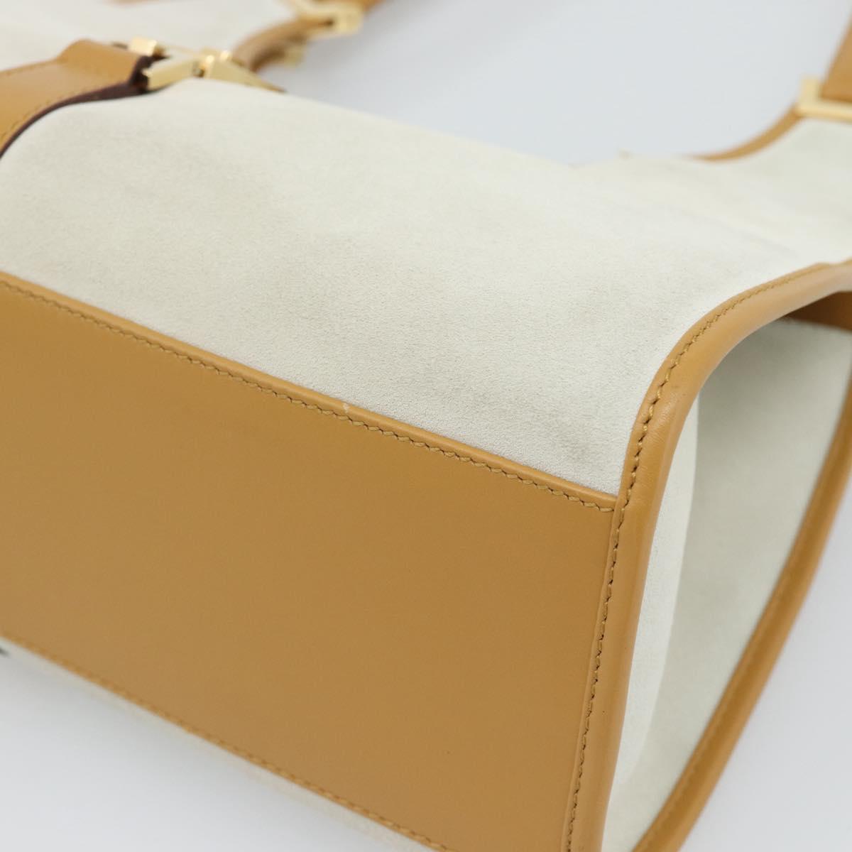 GUCCI Hand Bag Suede Gray Gold 002 1067 Auth 191272V