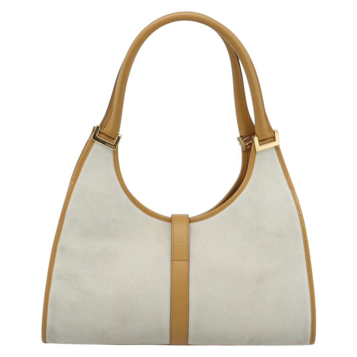 GUCCI Hand Bag Suede Gray Gold 002 1067 Auth 191272V