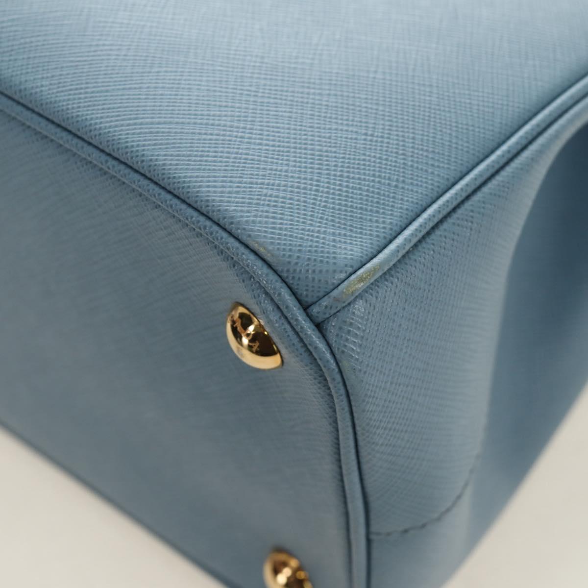 PRADA Galleria Hand Bag Safiano 2way Light Blue Gold Auth 191273V