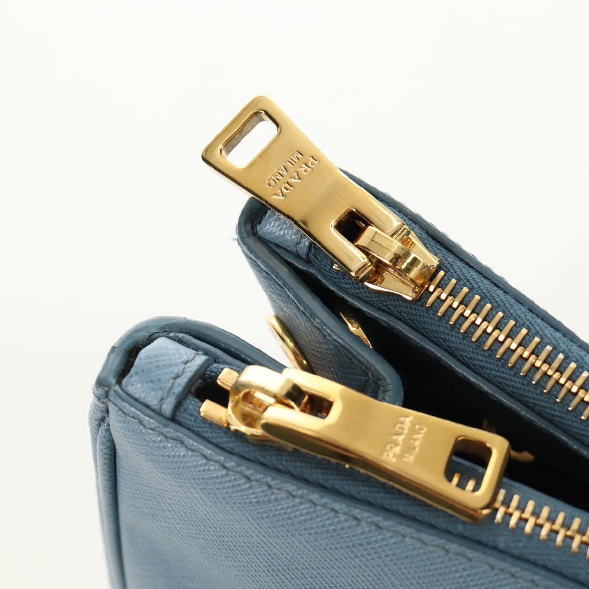 PRADA Galleria Hand Bag Safiano 2way Light Blue Gold Auth 191273V