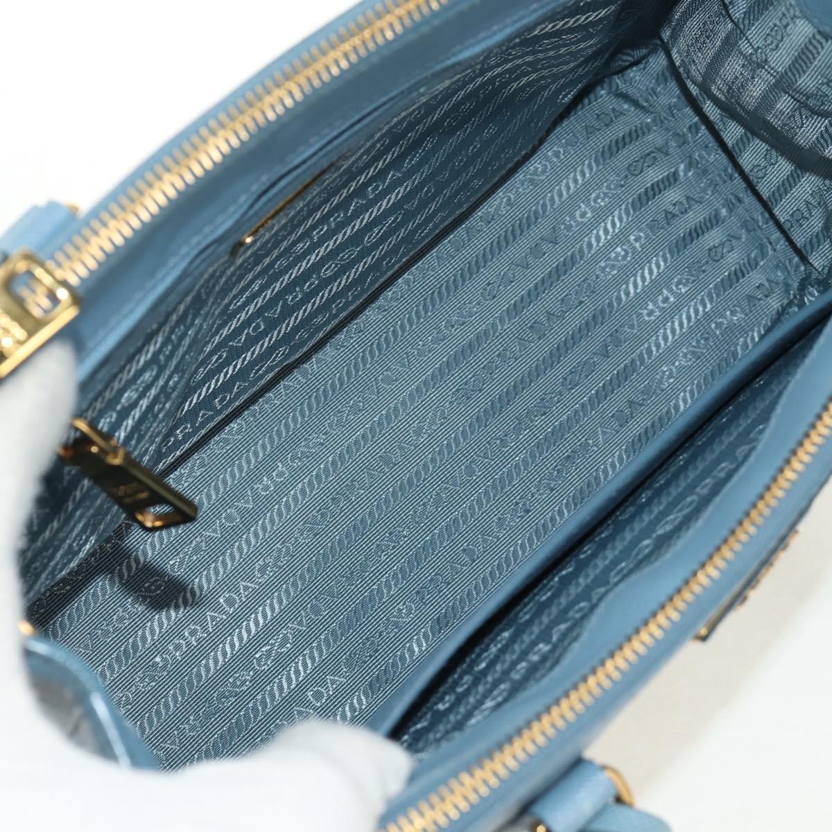PRADA Galleria Hand Bag Safiano 2way Light Blue Gold Auth 191273V