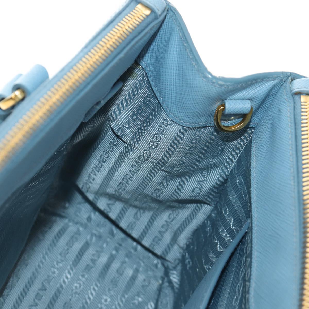 PRADA Galleria Hand Bag Safiano 2way Light Blue Gold Auth 191273V