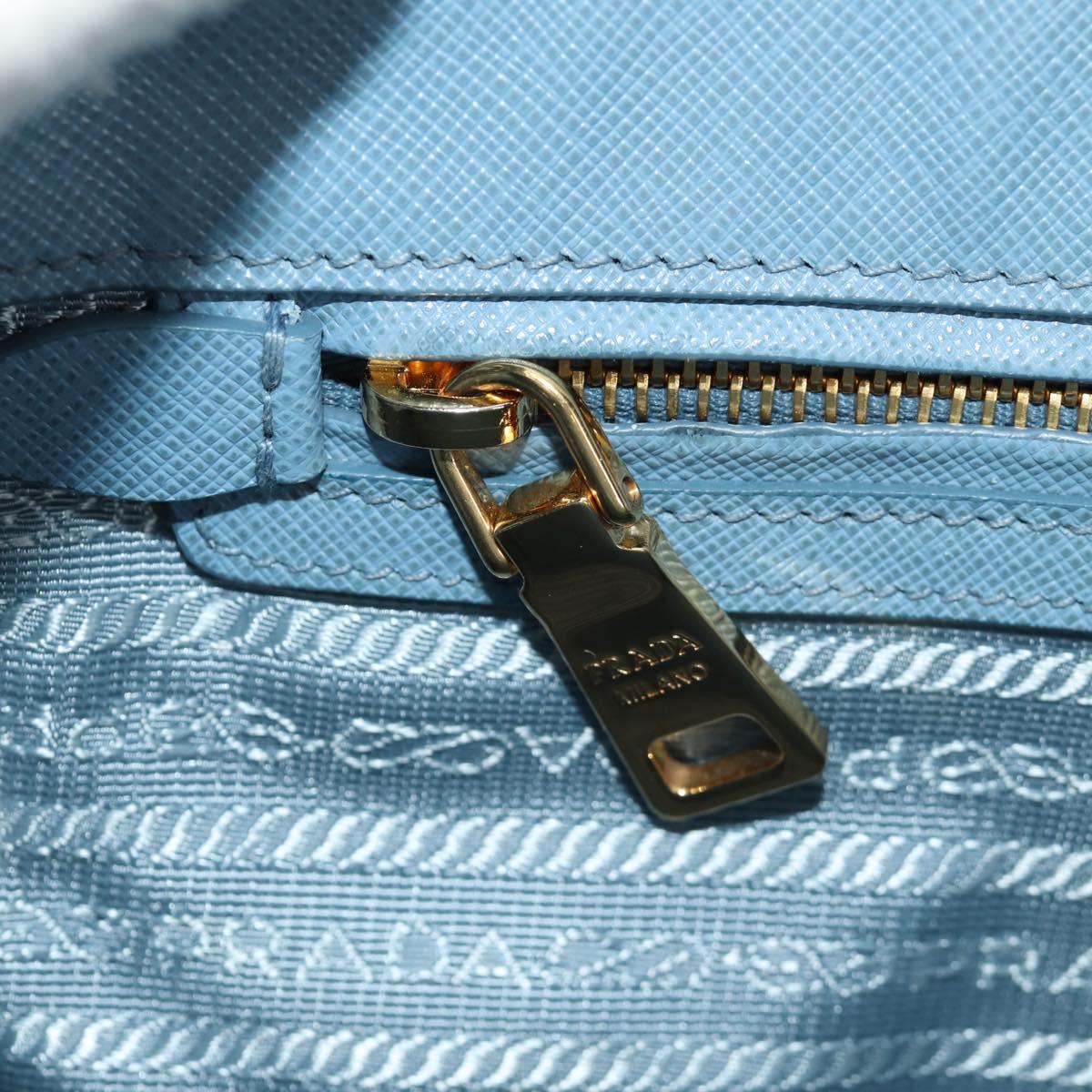 PRADA Galleria Hand Bag Safiano 2way Light Blue Gold Auth 191273V