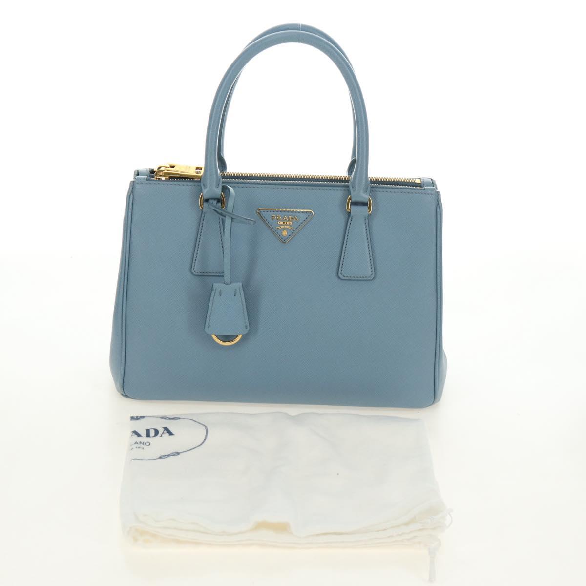 PRADA Galleria Hand Bag Safiano 2way Light Blue Gold Auth 191273V
