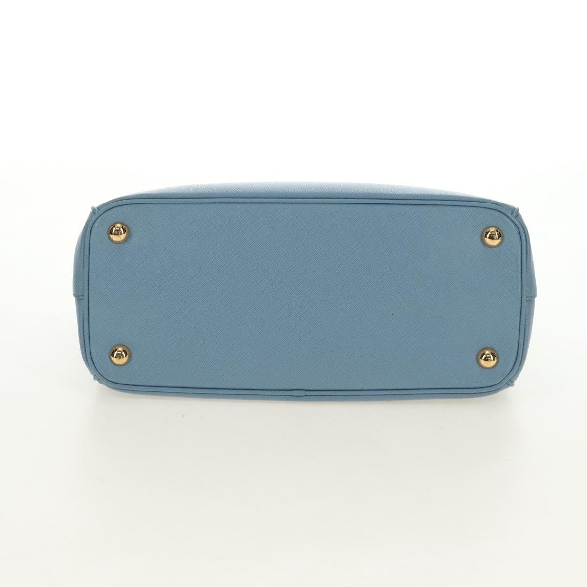 PRADA Galleria Hand Bag Safiano 2way Light Blue Gold Auth 191273V