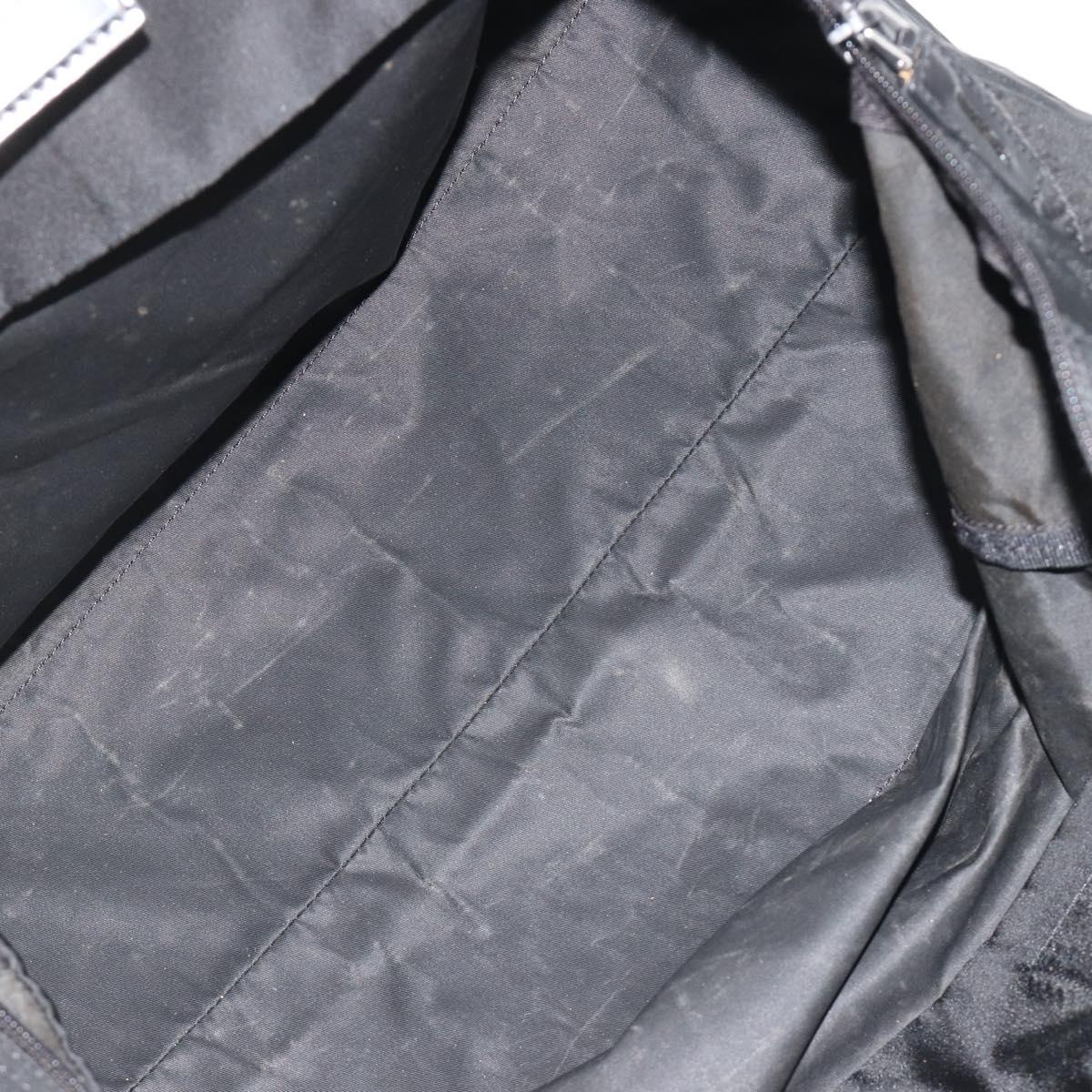 PRADA Boston Bag Nylon Black Silver Auth 191276A