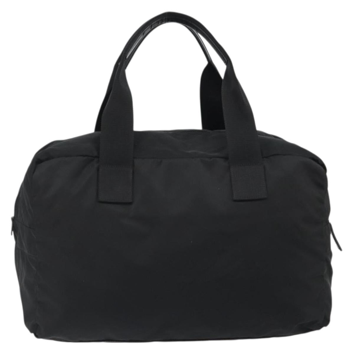 PRADA Boston Bag Nylon Black Silver Auth 191276A