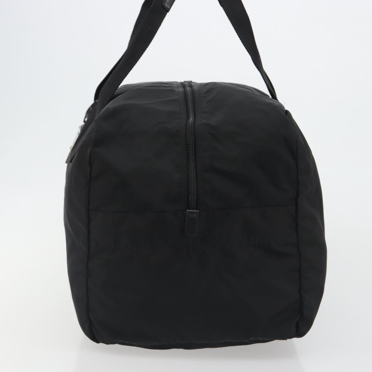 PRADA Boston Bag Nylon Black Silver Auth 191276A