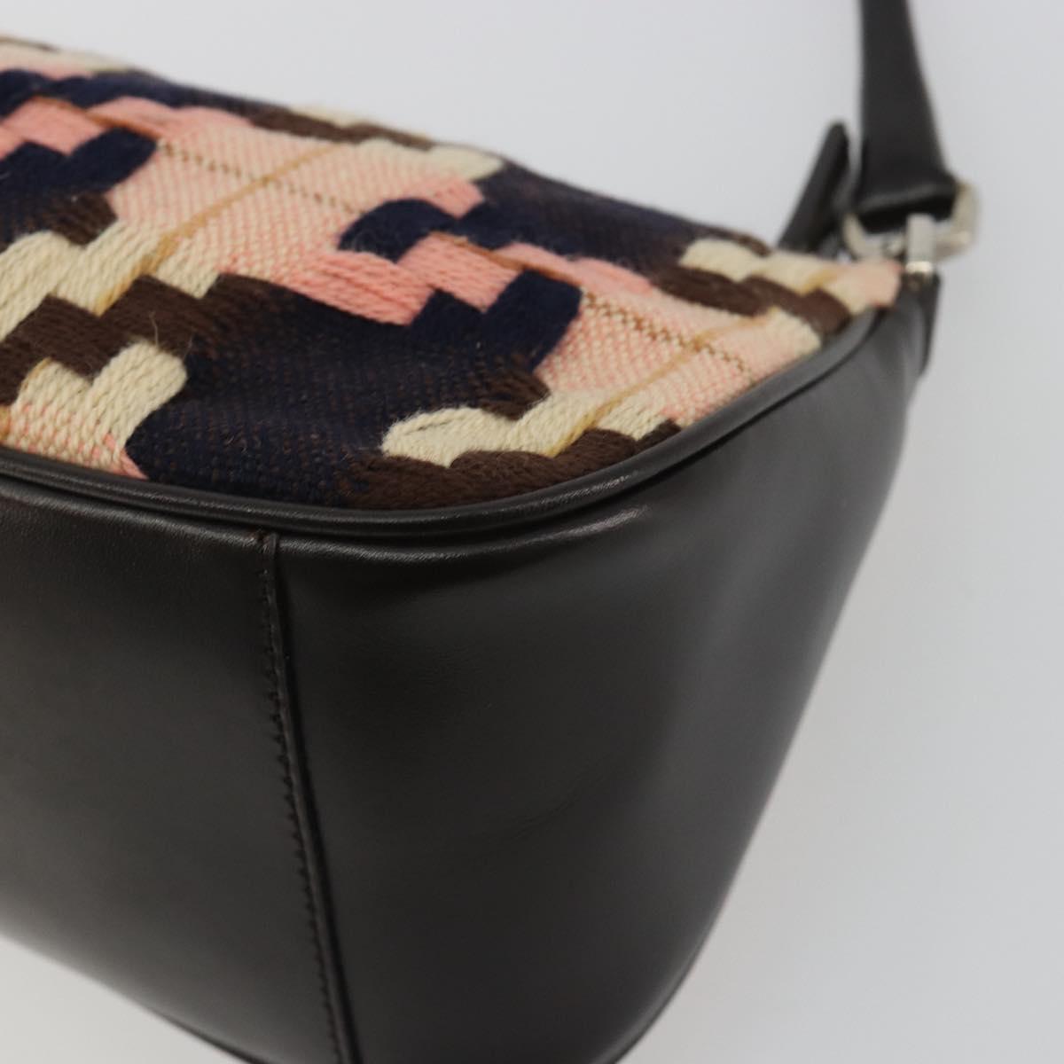 PRADA Shoulder Bag Knitted Fabrics Pink Silver Auth 191277V