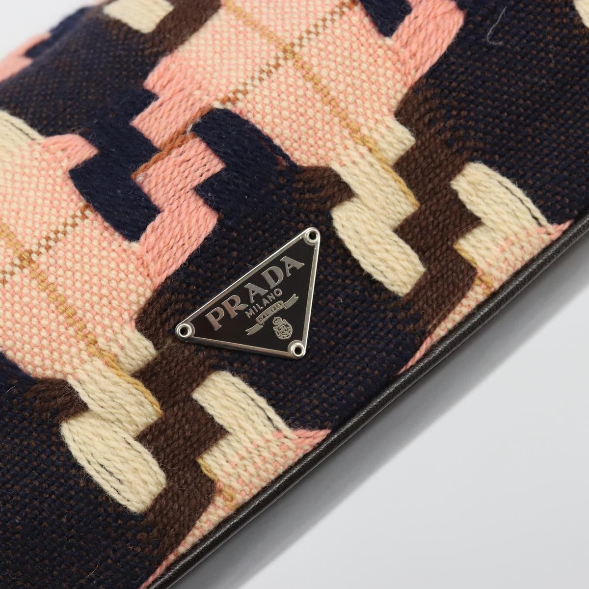 PRADA Shoulder Bag Knitted Fabrics Pink Silver Auth 191277V