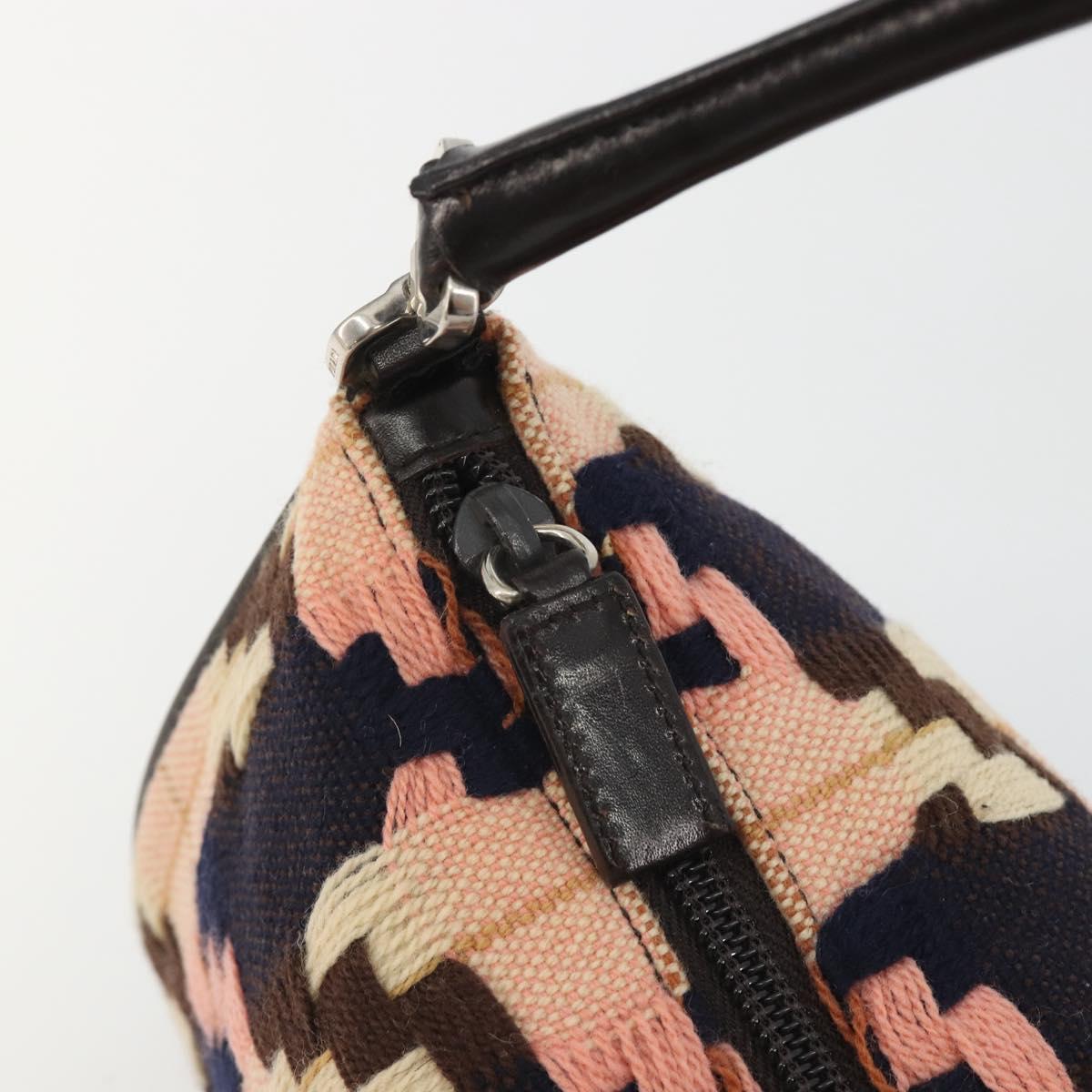 PRADA Shoulder Bag Knitted Fabrics Pink Silver Auth 191277V