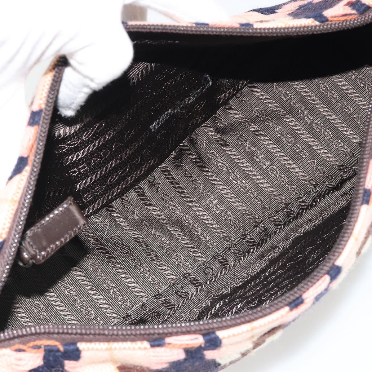 PRADA Shoulder Bag Knitted Fabrics Pink Silver Auth 191277V