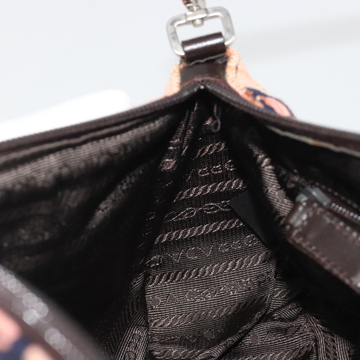 PRADA Shoulder Bag Knitted Fabrics Pink Silver Auth 191277V