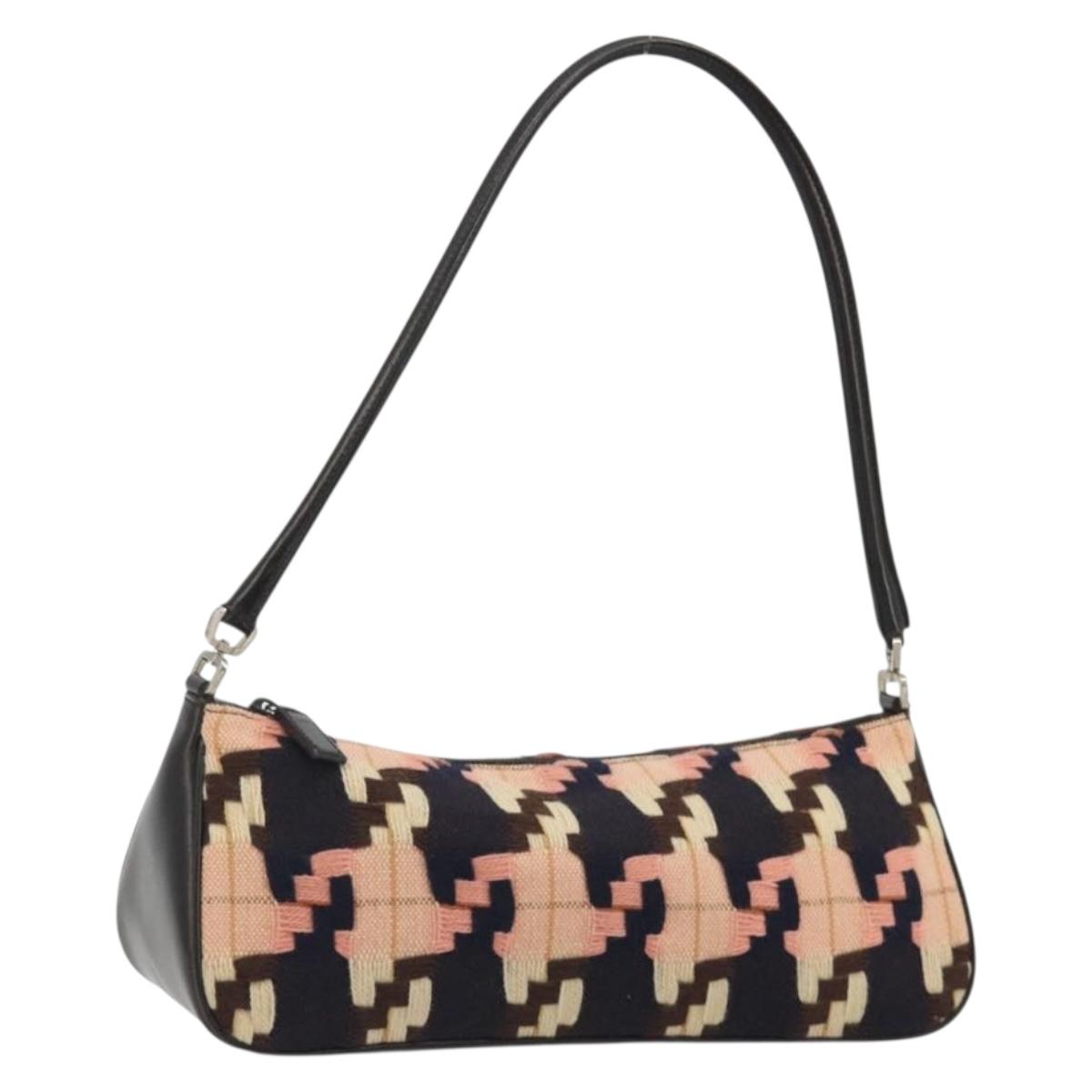 PRADA Shoulder Bag Knitted Fabrics Pink Silver Auth 191277V
