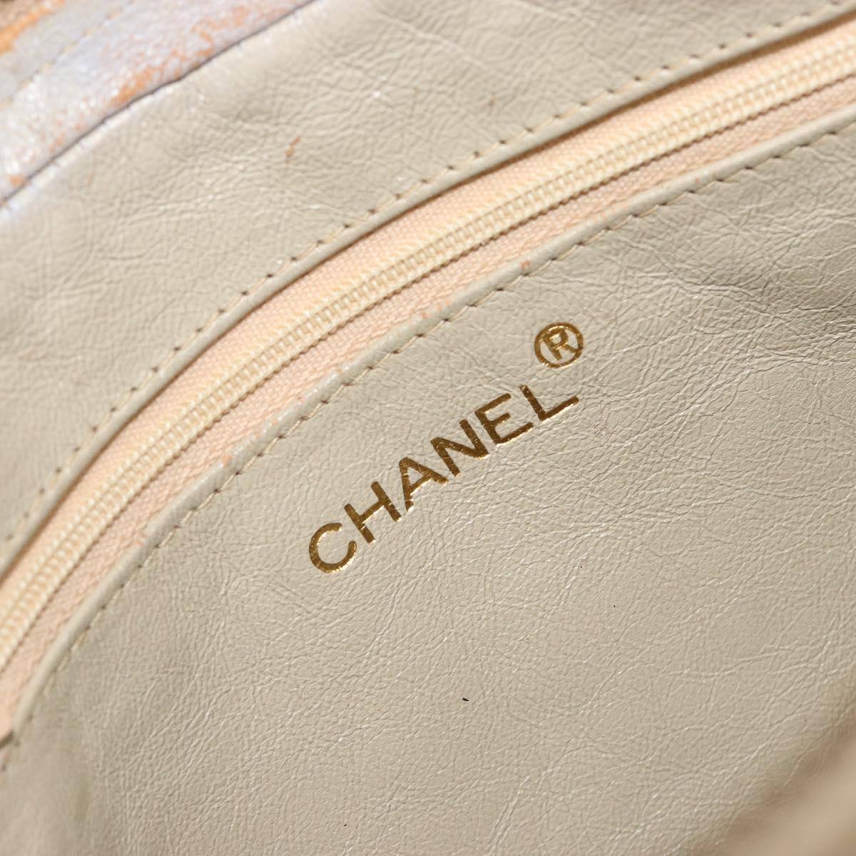 CHANEL Matelasse Chain Shoulder Bag Lamb Skin Beige Gold CC Auth 191285