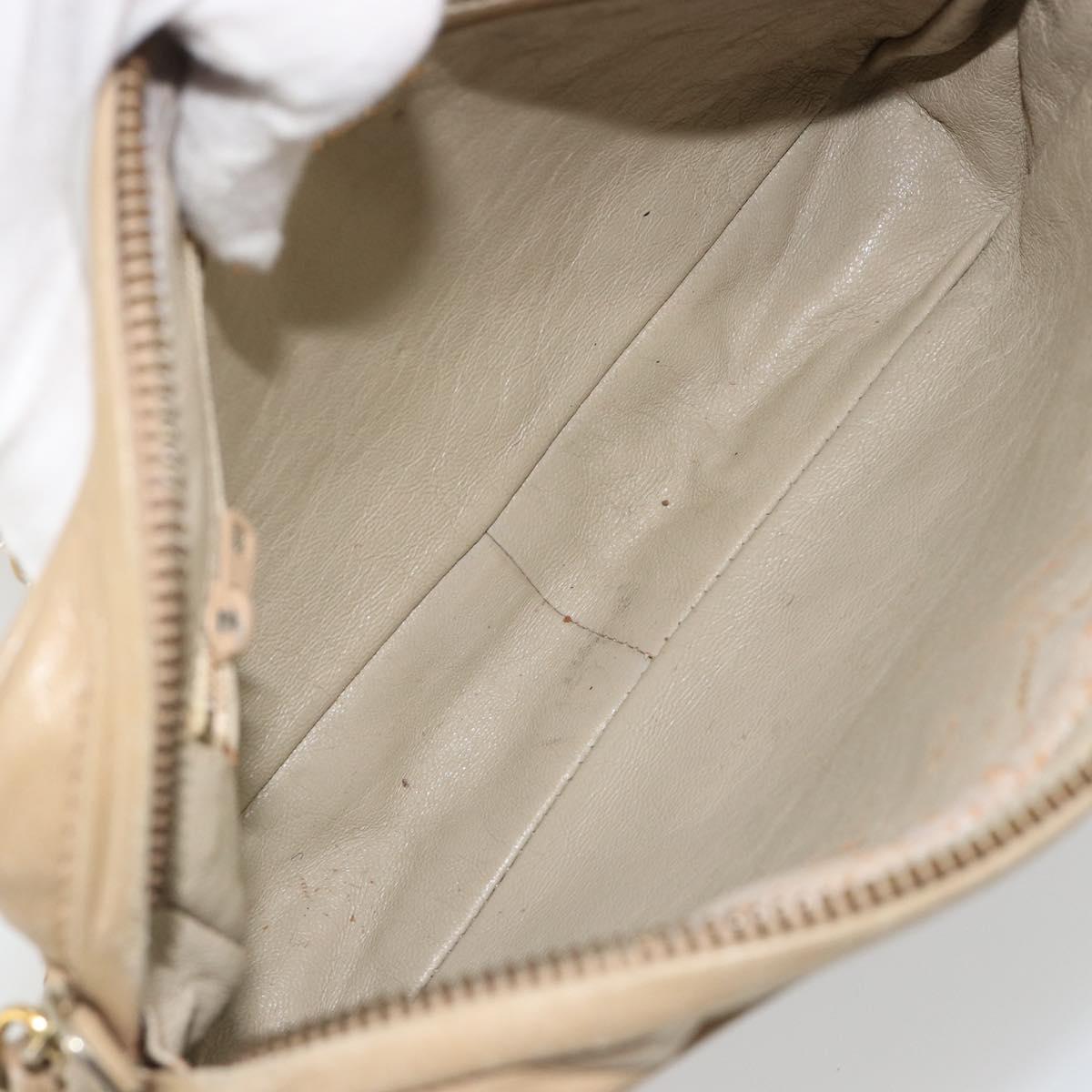 CHANEL Matelasse Chain Shoulder Bag Lamb Skin Beige Gold CC Auth 191285