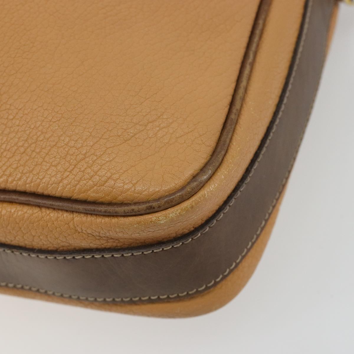 LOEWE Anagram Shoulder Bag Leather Beige Gold Auth 191290
