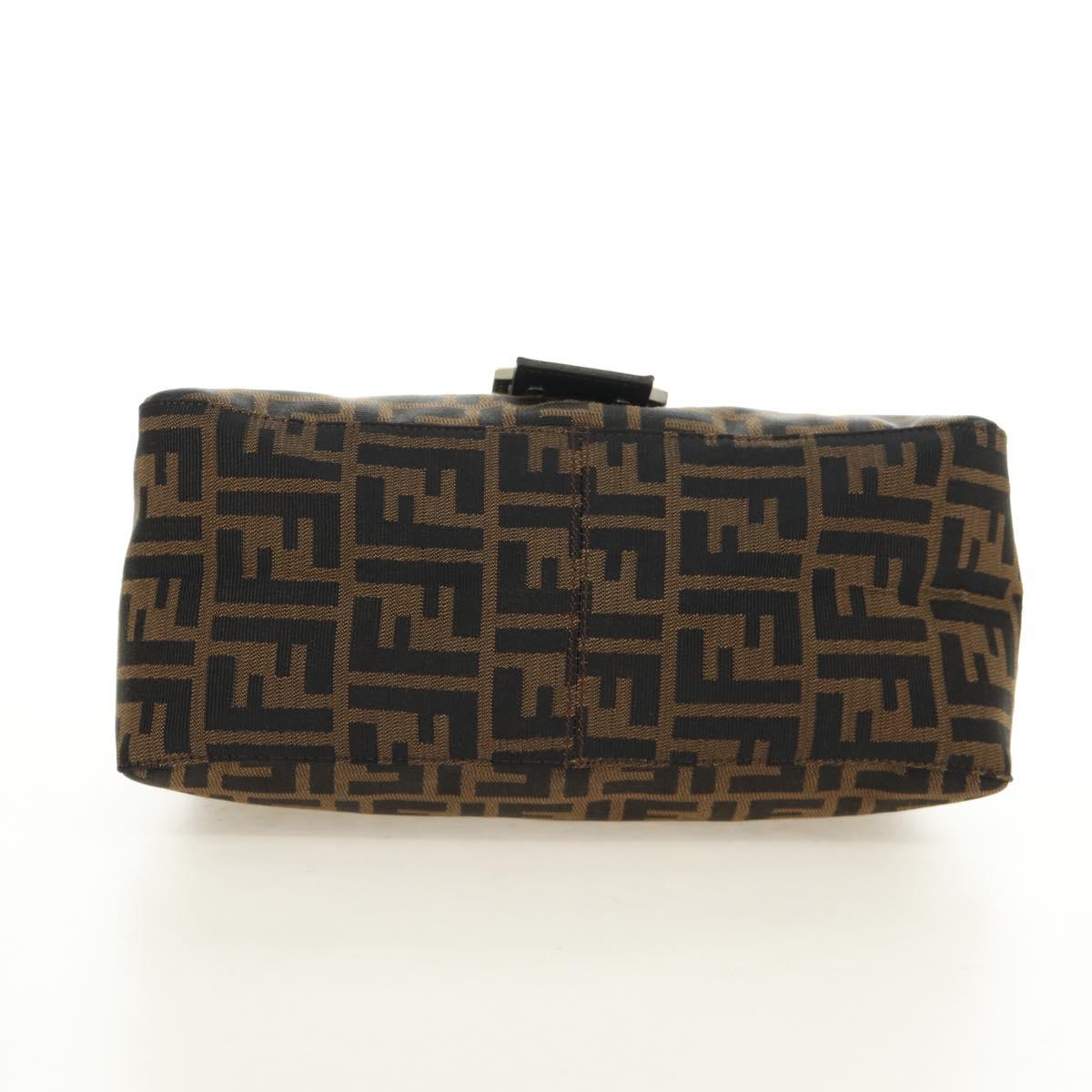 FENDI Zucca Canvas Mamma Baguette Shoulder Bag Black Brown Auth 191291SAV