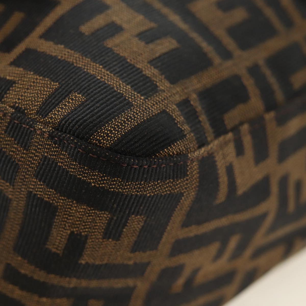 FENDI Zucca Canvas Mamma Baguette Shoulder Bag Black Brown Auth 191291SAV