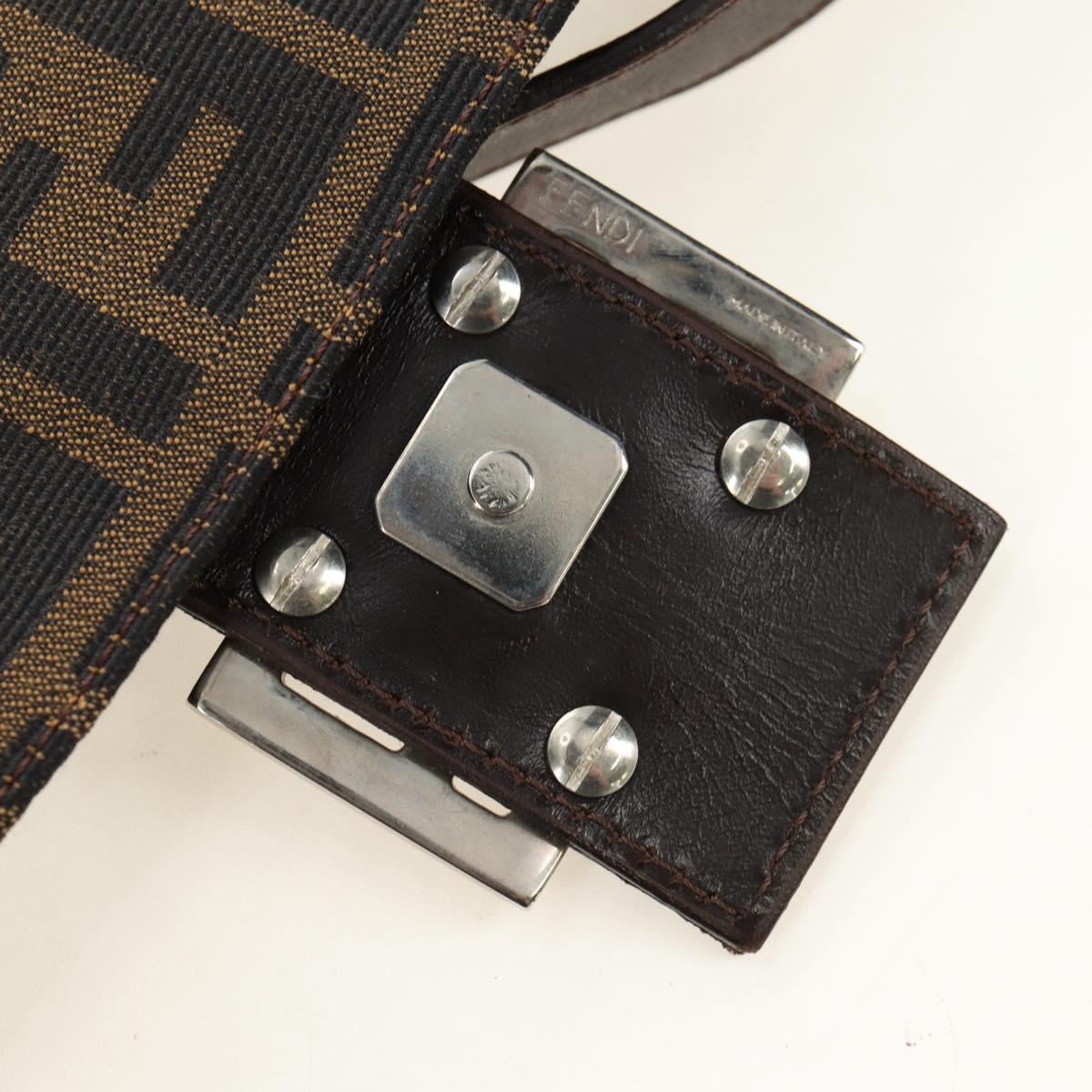 FENDI Zucca Canvas Mamma Baguette Shoulder Bag Black Brown Auth 191291SAV
