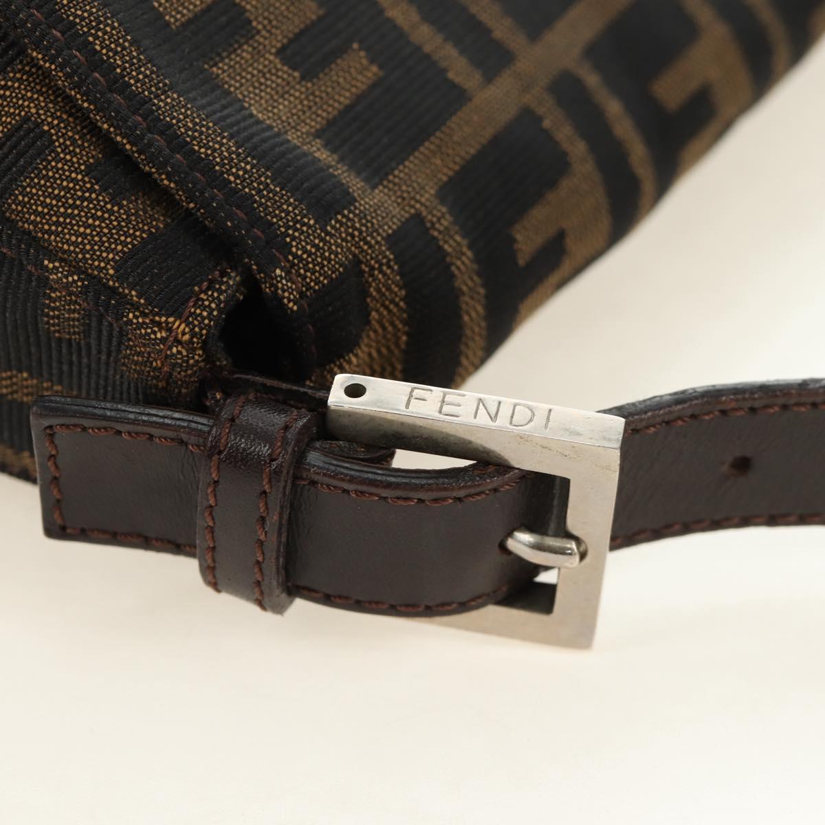FENDI Zucca Canvas Mamma Baguette Shoulder Bag Black Brown Auth 191291SAV