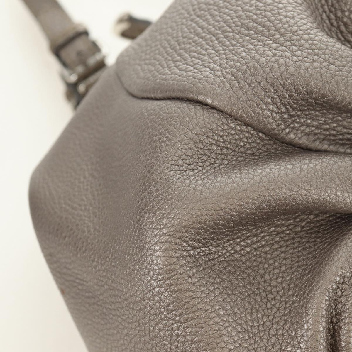 FENDI Celeria Tote Bag Leather Gray Gold Auth 191294V