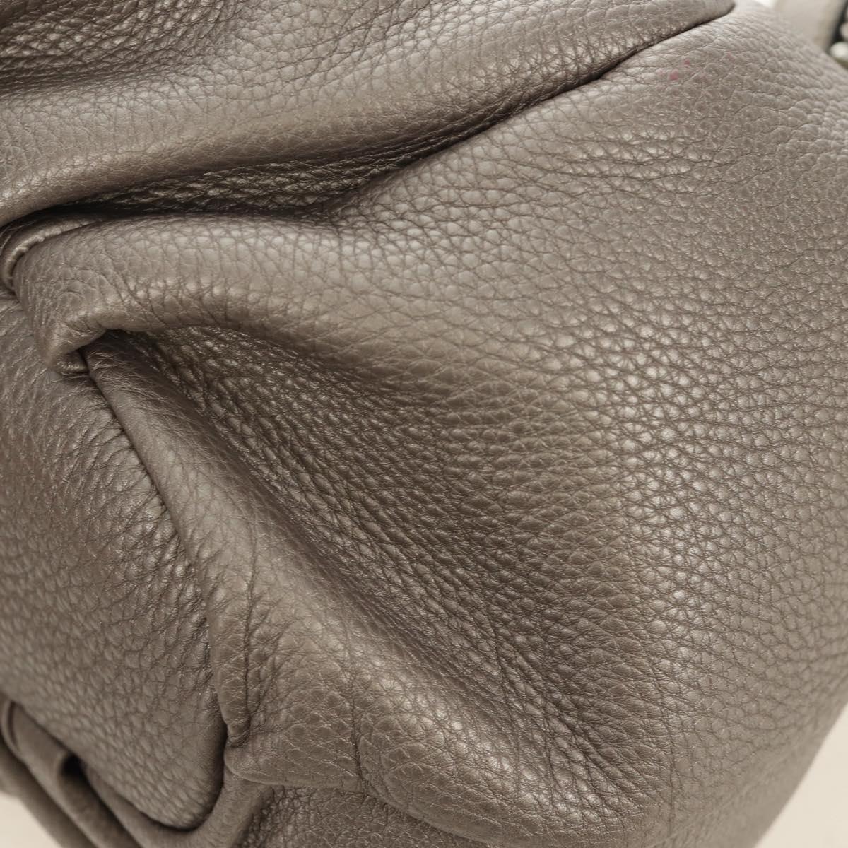 FENDI Celeria Tote Bag Leather Gray Gold Auth 191294V