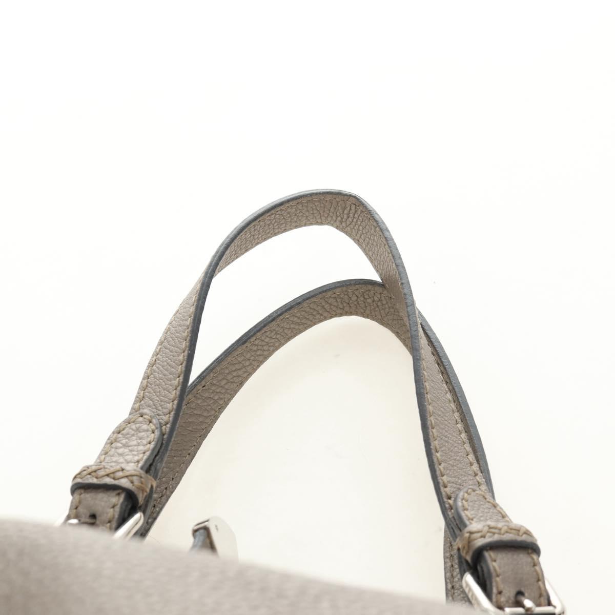 FENDI Celeria Tote Bag Leather Gray Gold Auth 191294V