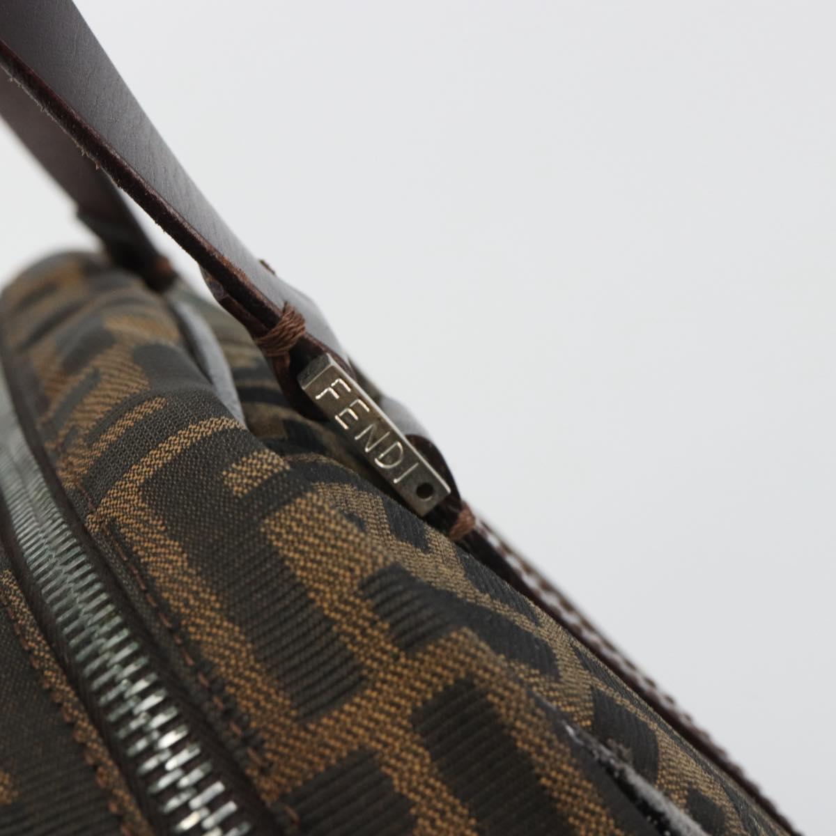 FENDI Zucca Canvas Hand Bag Black Brown Auth 191295