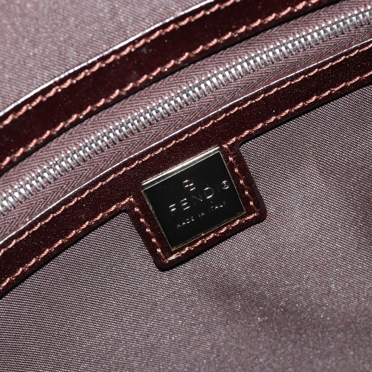 FENDI Zucca Canvas Hand Bag Black Brown Auth 191295