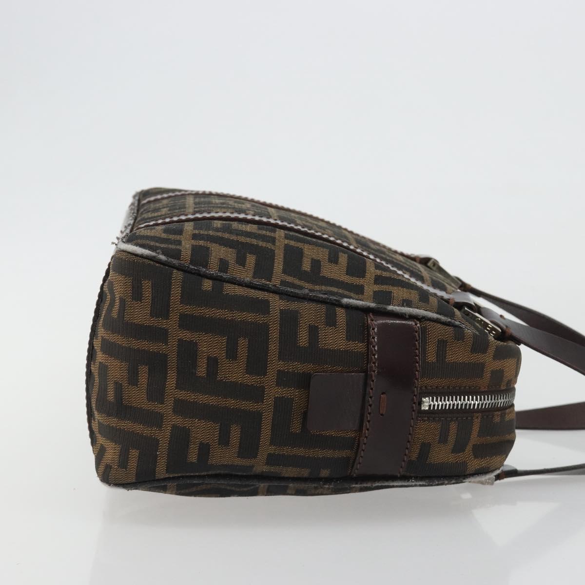 FENDI Zucca Canvas Hand Bag Black Brown Auth 191295