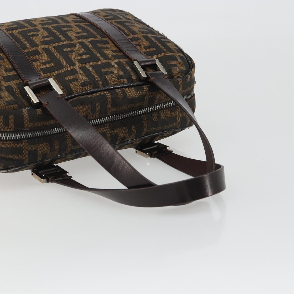 FENDI Zucca Canvas Hand Bag Black Brown Auth 191295