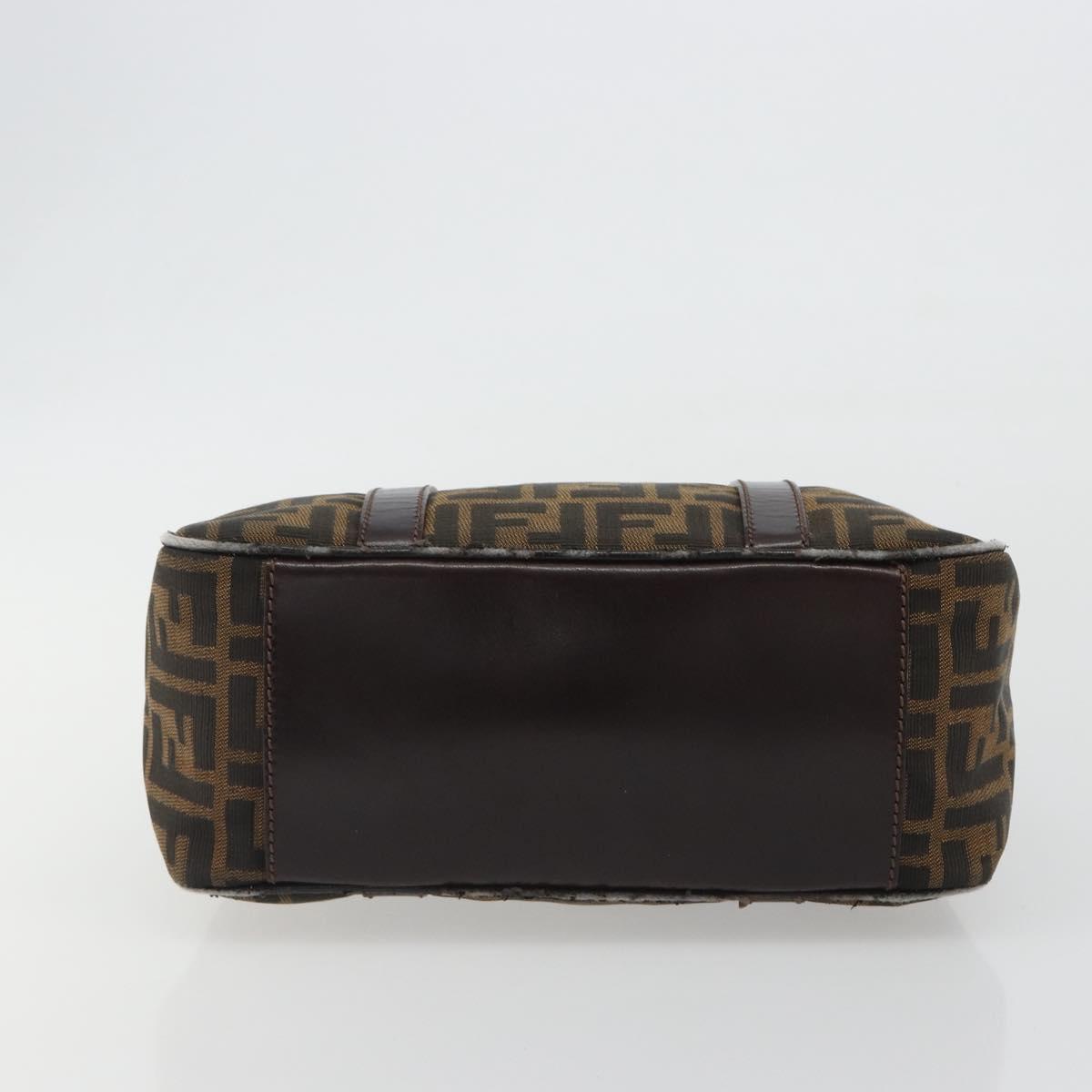 FENDI Zucca Canvas Hand Bag Black Brown Auth 191295