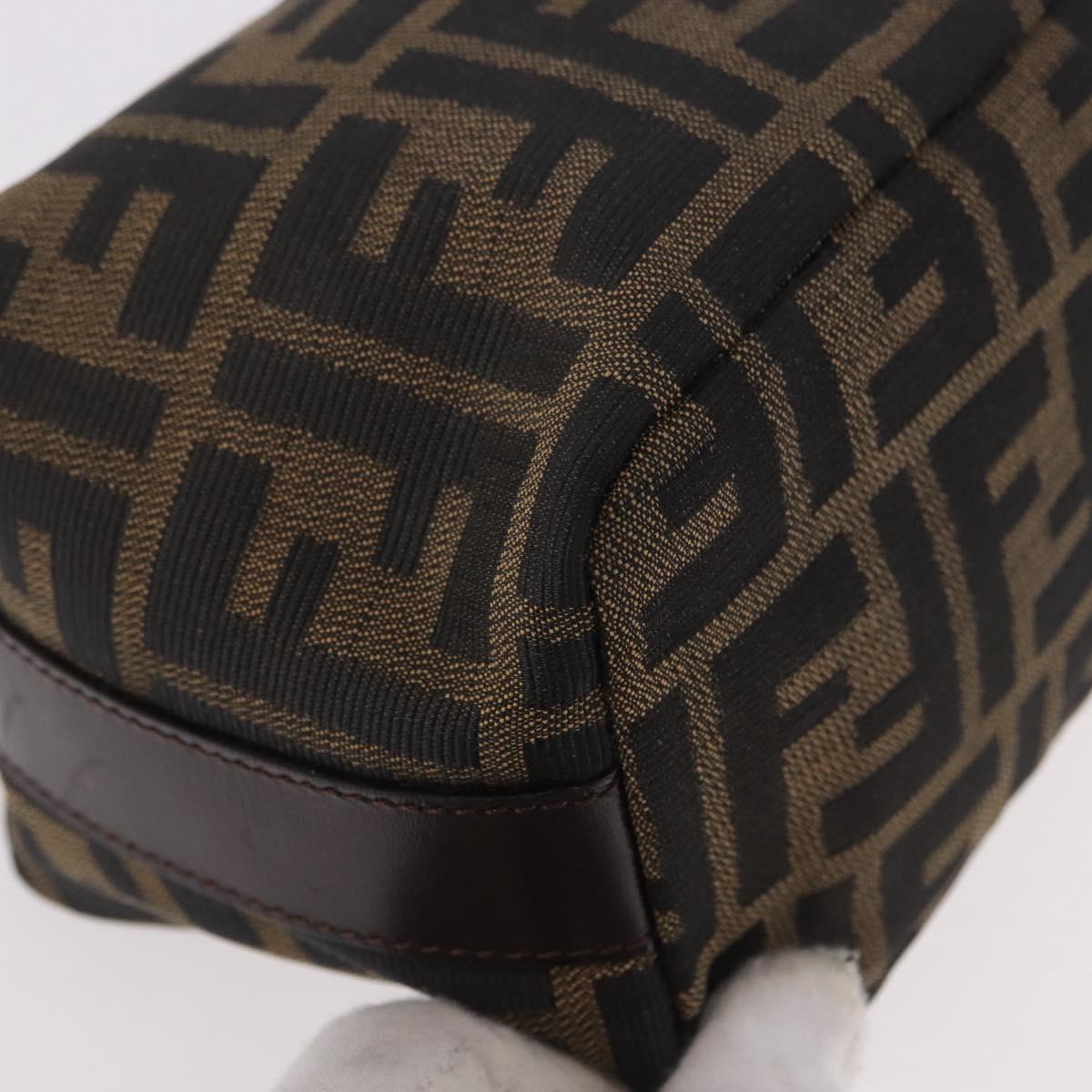 FENDI Zucca Canvas Vanity Pouch Black Brown Auth 191296
