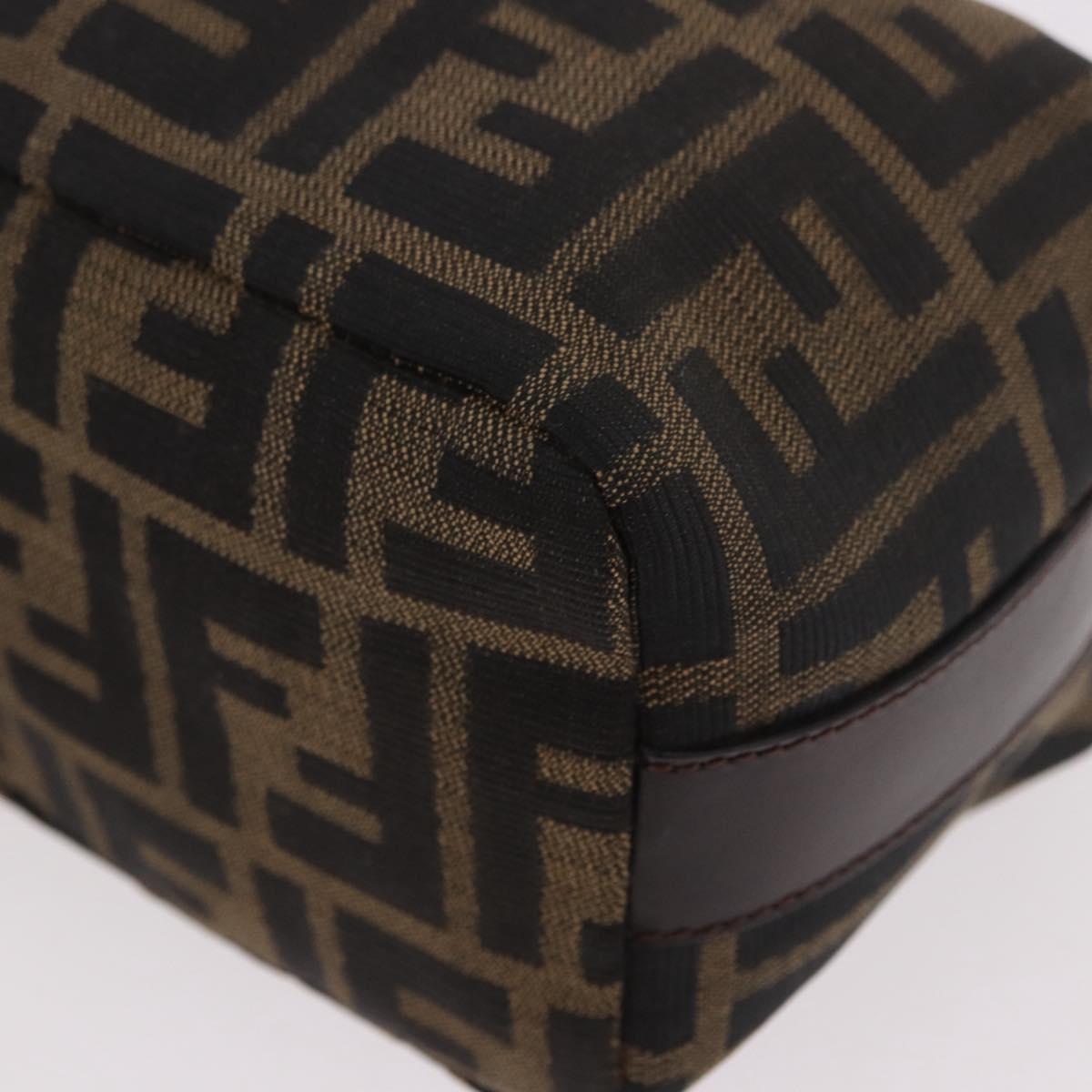 FENDI Zucca Canvas Vanity Pouch Black Brown Auth 191296
