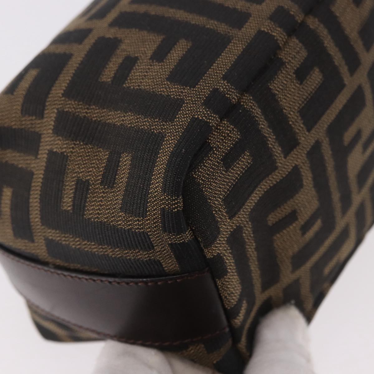 FENDI Zucca Canvas Vanity Pouch Black Brown Auth 191296
