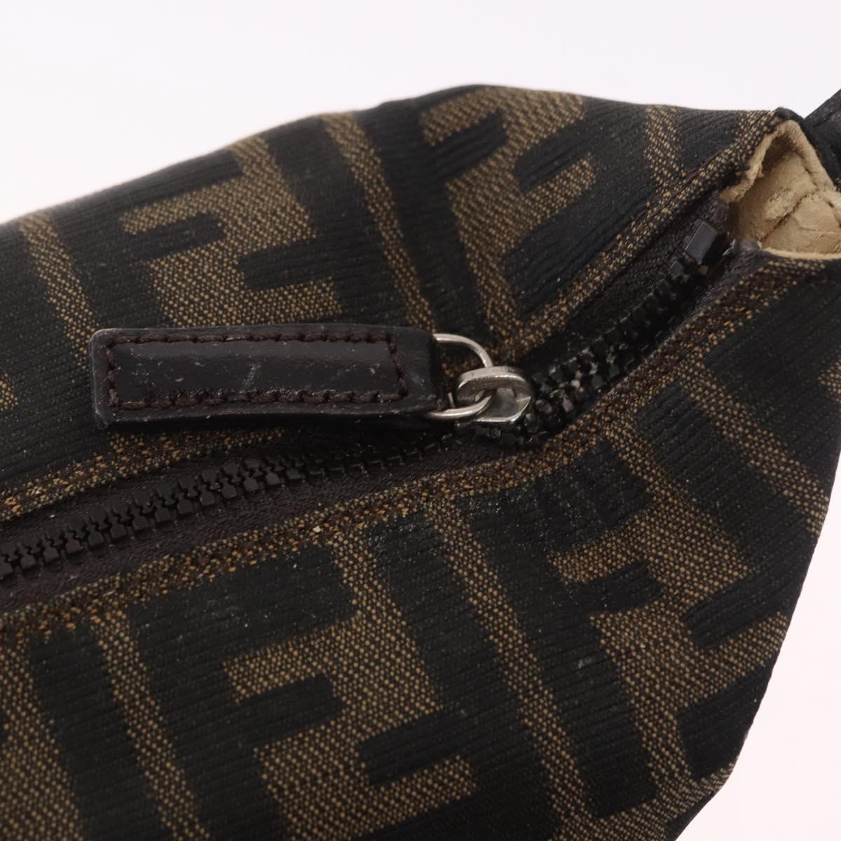 FENDI Zucca Canvas Vanity Pouch Black Brown Auth 191296