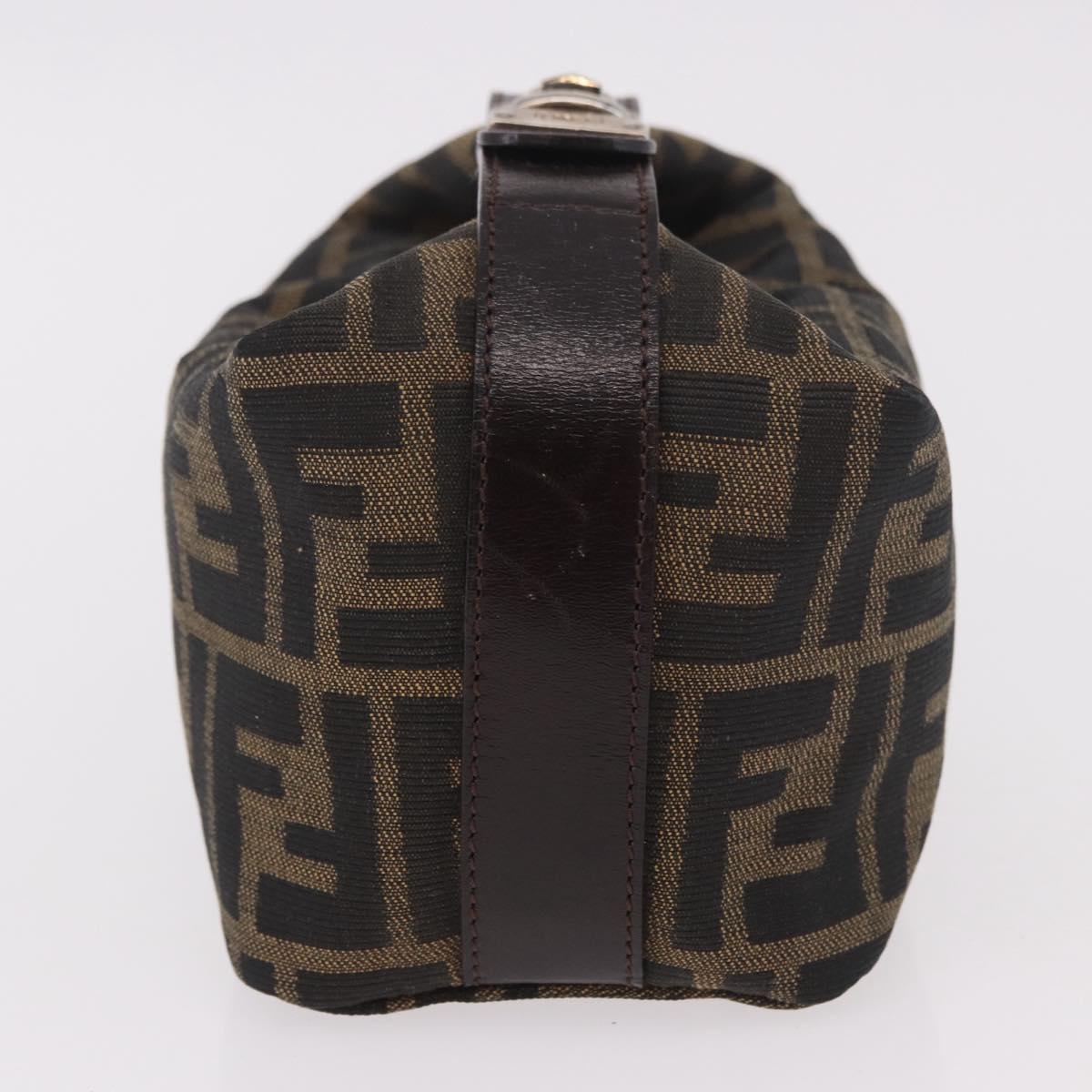 FENDI Zucca Canvas Vanity Pouch Black Brown Auth 191296