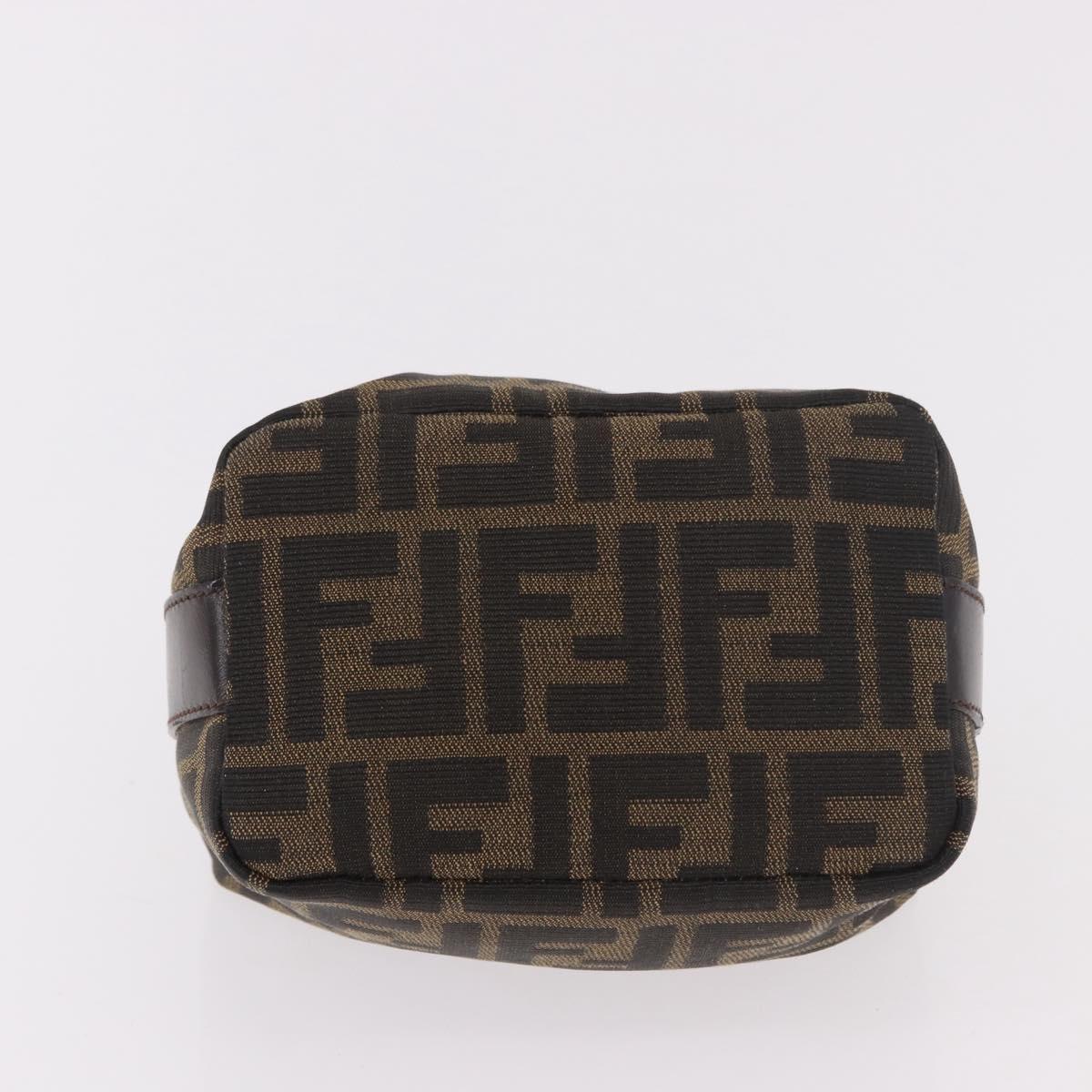 FENDI Zucca Canvas Vanity Pouch Black Brown Auth 191296