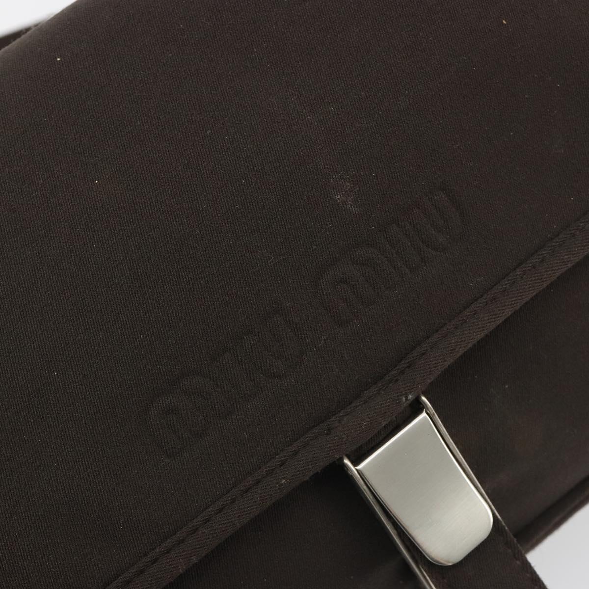 Miu Miu Shoulder Bag Cotton Jersey Brown Silver Auth 191297A