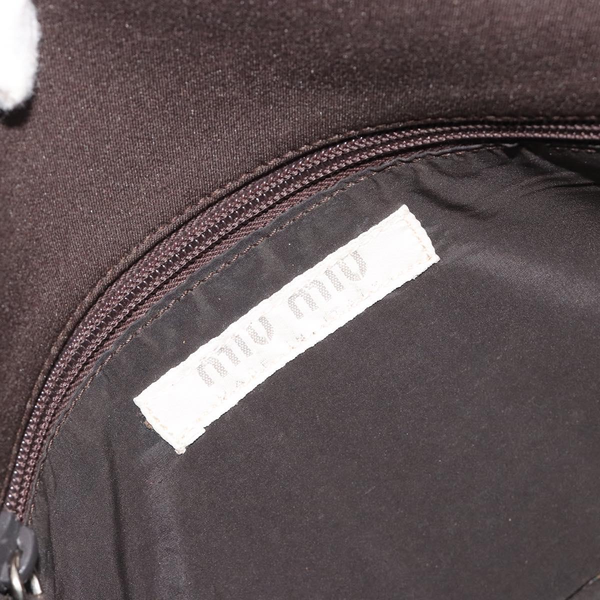 Miu Miu Shoulder Bag Cotton Jersey Brown Silver Auth 191297A