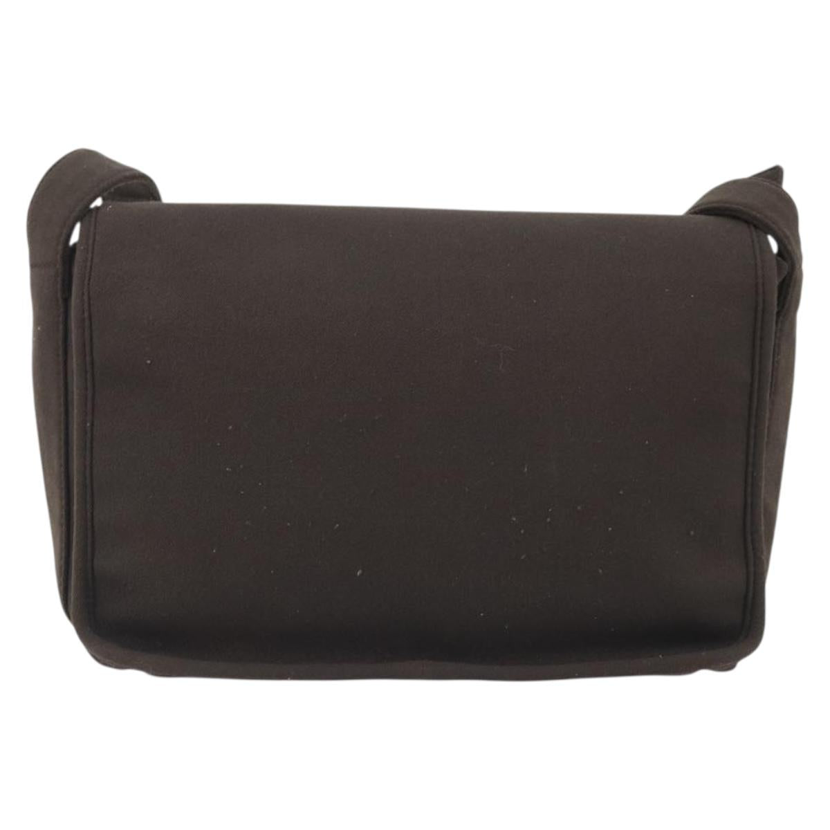 Miu Miu Shoulder Bag Cotton Jersey Brown Silver Auth 191297A
