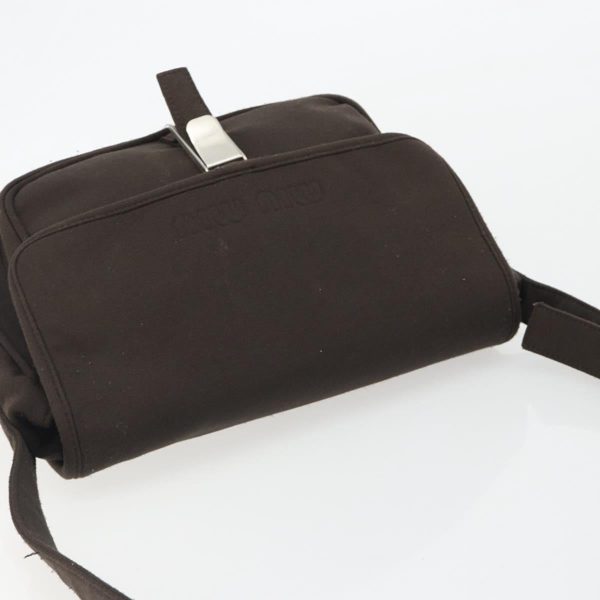 Miu Miu Shoulder Bag Cotton Jersey Brown Silver Auth 191297A